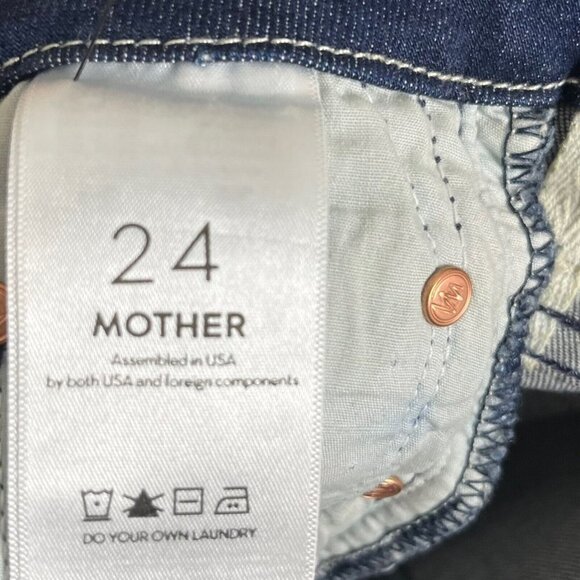 MOTHER Looker Ankle Fray Jeans Tongue Chic Blue High Rise Women’s Size 2 - Picture 12 of 15